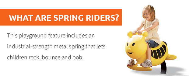 Little girl on bumble bee spring rider