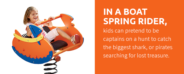 Child in boat spring rider.