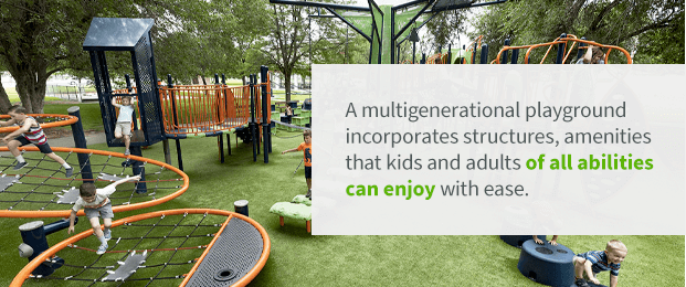 children on multigenerational playground