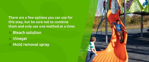 A few options you can use: bleach, vinegar, mold removal spray