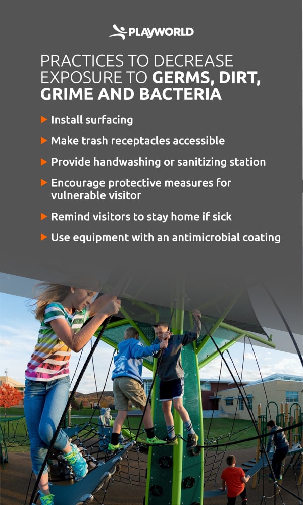 Practices to decrease exposure to germs, dirt, grime and bacteria