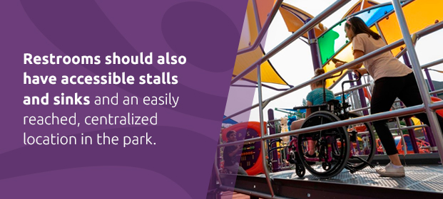 mom pushing daughter in wheelchair on playground