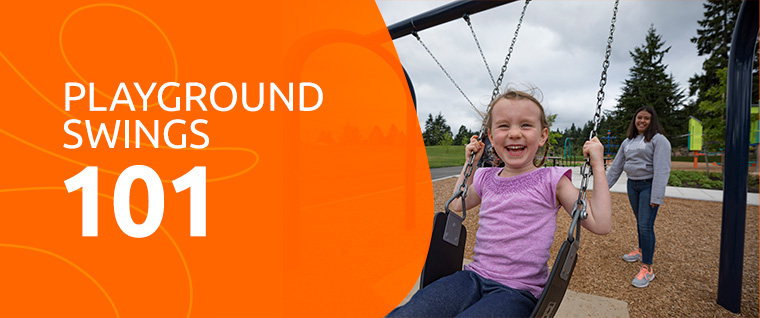 Little girl on playground swing
