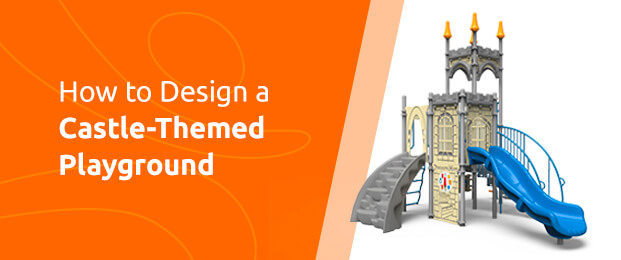 Castle themed playground structure