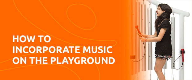 Girl playing with playground chimes