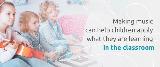 kids playing with instruments in classroom
