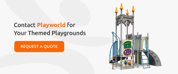 Castle themed playground structure