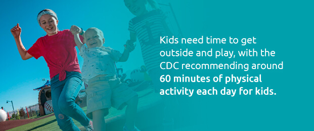 CDC recommends 60 minutes of physical activity a day for kids.