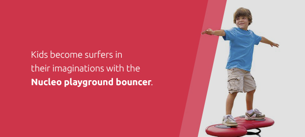 Kids become surfers in their imaginations with the Nucleo playground bouncer.