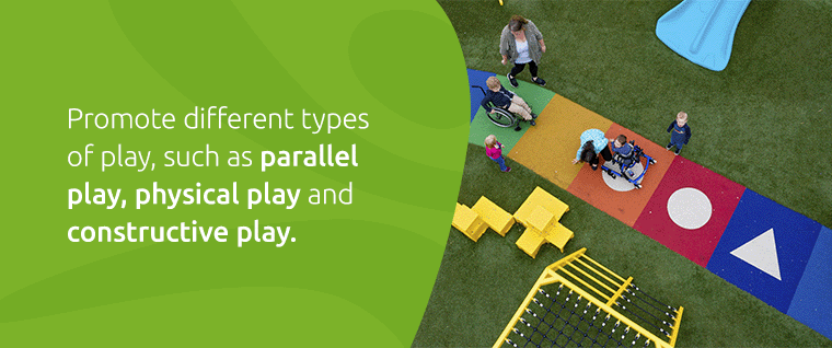 Promote different types of play, such as parallel play, physical play and constructive play.
