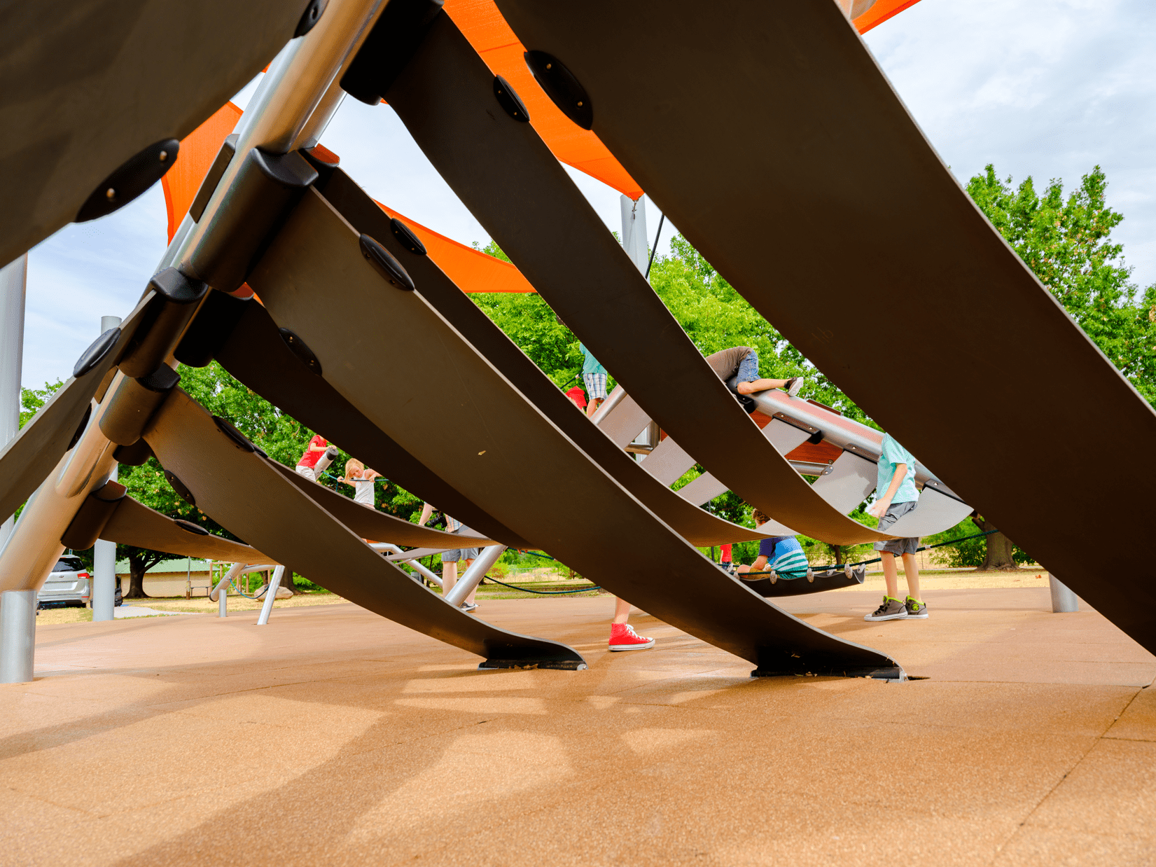 Underside view of PlayForm 7 playground equipment