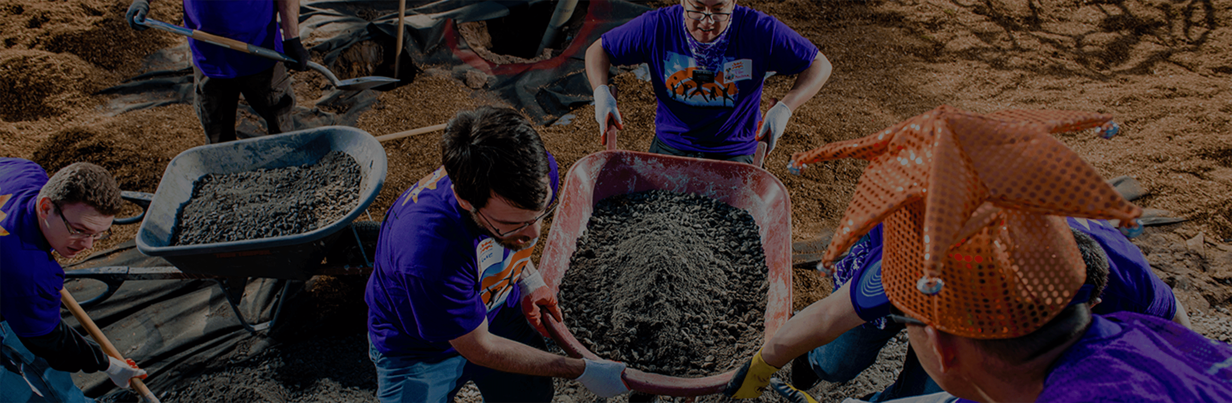 A community installing a new playground