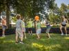 Family and friends playing Gaga Ball